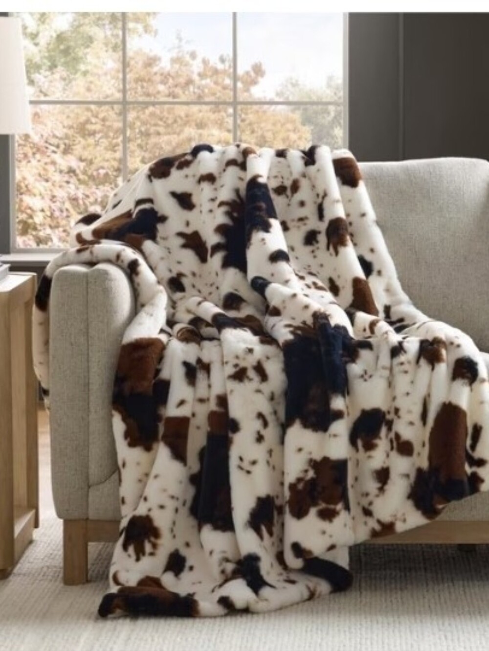 Luxury Plush Faux Fur  Cowhide Throw Blanket -